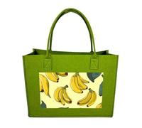 RLDOBOFE Banana Print Felt Tote Bag Reusable Kitchen Grocery Bag Versatile Large Capacity Commuter Handbags, Light Green, One Size