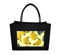 RLDOBOFE Banana Print Felt Tote Bag Reusable Kitchen Grocery Bag Versatile Large Capacity Commuter Handbags, Black, One Size
