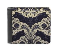 RLDOBOFE Bat Pattern Wallet Passcase for Men, Extra Capacity Bifold Leather Wallets with ID Windows, Slim Stylish Wallet for Gift, Blocking Money Clip for Cards, Coin Pouch