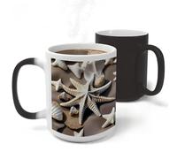 RLDOBOFE Beach Seashell Starfish Ceramic Color Changing Mug Heat Transforming Activated Mug 11 Oz Heat Changing Sensitive Tea Cup Magic Novelty Coffee Cup Drinkware Home Kitchen Gift