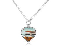 RLDOBOFE Beach with A Car Cremation Jewelry for Ashes Heart Urn Necklaces Personalized Memorial Necklace Dog Cat Keepsake Pendant Custom Small Locket Ash Holder for Women Men