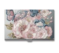 RLDOBOFE Beautiful Butterfly Pattern Business Card Holder, Slim Aluminum Alloy Card Case, Pocket Name Card Organizer Holder Wallet for Woman, Man, Pocket Or Bag Storage, Office Workers
