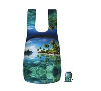 RLDOBOFE Beautiful Island in The Sea Backpack - Lightweight 16L Foldable Hiking Daypack Packable Back Pack Travel Bag Zipper