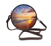 RLDOBOFE Beautiful Tropical Sunrise on The Beach Shoulder Bag for Women PU Leather Purses Retro Clutch Handbags with Zipper & Removable Strap for Daily Use, Phone Wallet, Trendy Ladies Crossbody Bag