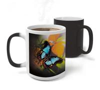 RLDOBOFE Beauty Animal Butterfly Ceramic Color Changing Mug Heat Transforming Activated Mug 11 Oz Heat Changing Sensitive Tea Cup Magic Novelty Coffee Cup Drinkware Home Kitchen Gift