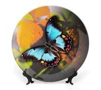 RLDOBOFE Beauty Animal Butterfly Decorative Plate Ceramic Display Plate with Stand Salad Plates Colorful Porcelain Dinner Dishes Dessert Appetizer Dishes for Kitchen Party Table Decor 8inch
