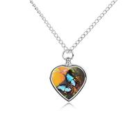RLDOBOFE Beauty Animal Butterfly Urn Necklace Heart Cremation Jewelry for Ashes Memorial Keepsake Jewelry with Funnel Filler Urn Locket for Women Men to Hold Ashes of Pet Loved Ones