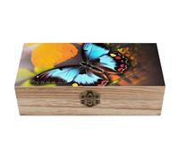 RLDOBOFE Beauty Animal Butterfly Wooden Keepsake Box with Lids Wood Storage Box with A Hinged Lid Decorative Boxes Table Large Rectangular Organizer Container for Jewelry Photos Craft