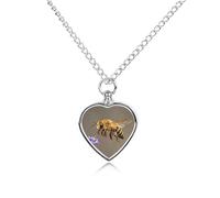 RLDOBOFE Bee Flying Cremation Jewelry for Ashes Heart Urn Necklaces Personalized Memorial Necklace Dog Cat Keepsake Pendant Custom Small Locket Ash Holder for Women Men