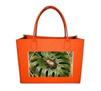 RLDOBOFE Beetle Monstera Leaf Felt Tote Bag Reusable Foldable Grocery Bag Versatile Large Capacity Commuter Handbag, Fruit Orange, One Size