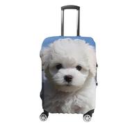 RLDOBOFE Bichon Frise Dog Travel Luggage Cover Anti Scratch Suitcase Protector Washable Elastic Baggage Cover, white, L, Stylish