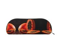 RLDOBOFE Big Papaya Pencil Pouch Leather,Small Pen Bags With Zipper For Pencils,Pens,Markers,Makeups,Change,Coins