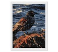 RLDOBOFE Bird by Stone Diamond Painting Kit for Adults Round 5d Diamond Art Kits for Beginners DIY Full Drill Diamonds Dots Painting Gem Arts Crafts Home Wall Decor Gift 12"x16"