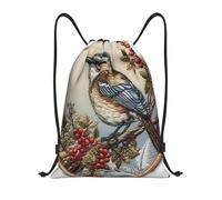 RLDOBOFE Bird on Branch Drawstring Backpack Sports Gym Sackpack Waterproof Swim Bag Men Women Draw String Bag, Black, M