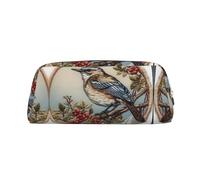 RLDOBOFE Bird on Branch Print Pencil Case Waterproof Zipper Leather Pencil Case for Office Pencils, Silver, Taille unique
