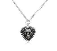 RLDOBOFE Black And White Skulls Cremation Jewelry for Ashes Heart Urn Necklaces Personalized Memorial Necklace Dog Cat Keepsake Pendant Custom Small Locket Ash Holder for Women Men