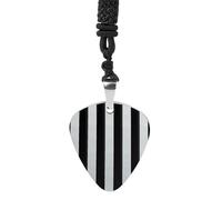RLDOBOFE Black And-White Stripes Guitar Pick Necklace, Guitar Pick Holder Pendant for Women, Guitar Music Necklace for Men, Personalized Rock Music Necklace with Chain, Music Picks