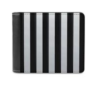 RLDOBOFE Black And-White Stripes Wallet Passcase for Men, Extra Capacity Bifold Leather Wallets with ID Windows, Slim Stylish Wallet for Gift, Blocking Money Clip for Cards, Coin Pouch