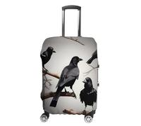 RLDOBOFE Black Birds on A Branch Travel Luggage Cover Anti Scratch Suitcase Protector Washable Elastic Baggage Cover, white, L, Stylish