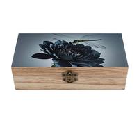 RLDOBOFE Black Flowers And Dragonfly Wooden Keepsake Box with Lids Wood Storage Box with A Hinged Lid Decorative Boxes Table Large Rectangular Organizer Container for Jewelry Photos Craft