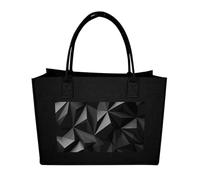 RLDOBOFE Black Geometric Felt Tote Bag Reusable Foldable Grocery Bag Versatile Large Capacity Commuter Handbag, Black, One Size
