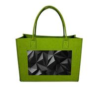 RLDOBOFE Black Geometric Felt Tote Bag Reusable Foldable Grocery Bag Versatile Large Capacity Commuter Handbag, Light Green, One Size