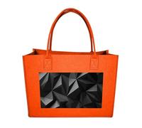 RLDOBOFE Black Geometric Felt Tote Bag Reusable Foldable Grocery Bag Versatile Large Capacity Commuter Handbag, Fruit Orange, One Size