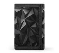 RLDOBOFE Black Geometric Trifold Wallet Minimalist Mens Wallet with Key Hook 8 Card Slots Modern Stylish Polyester Security Wallets Fashion Slim Credit Card Holder Id Window