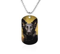 RLDOBOFE Black German Shepherd Dog Dog Tag Pendant Personalized Picture Necklace Custom Military Tag Pendant with Box Chain Memorial Photo Jewelry Keepsake Gift for Men Women Husband
