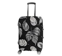 RLDOBOFE Black Gray Leaf Jacquard Baggage Cover for Travel, Washable Suitcase Covers for Home, Dustproof Luggage Protector Skins with Zippers, Protector Anti Scratch, Luggage Covers, white, XL