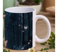 RLDOBOFE Black Light Fantasy Forest Coffee Mug Ceramic with Handle, Personalized 11 OZ Dringking Cup for Women Office, Customized Gifts for Tea Cup for Mom, Dad, Friends, Boyfriend, Girlfriend