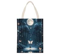 RLDOBOFE Black Light Fantasy Forest Tote Bags for Holiday Gifts, Personalized Canvas Shoulder Bag with Handle for Activity, Reusable Cloth Bags for Advertising, Large Shopping Bag for Unisex