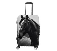 RLDOBOFE Black White Horses Travel Luggage Cover Anti Scratch Suitcase Protector Washable Elastic Baggage Cover, white, L, Stylish