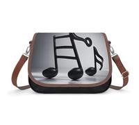 RLDOBOFE Black White Music Note Crossbody Bags for Women Vegan Leather Handbags with Adjustable Strap Trendy Medium Shoulder Bag Lightweight Travel Saddle Bag Little Purse Wallet