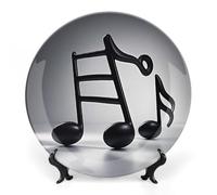 RLDOBOFE Black White Music Note Decorative Plate Ceramic Display Plate with Stand Salad Plates Colorful Porcelain Dinner Dishes Dessert Appetizer Dishes for Kitchen Party Table Decor 6inch