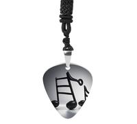 RLDOBOFE Black White Music Note Guitar Pick Necklace Stainless Steel Guitar Pendant Necklace Hip Hop Punk Music Jewelry Customizable Gifts Accessory for Women Men Music Lovers