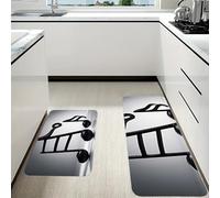 RLDOBOFE Black White Music Note Kitchen Mats Set of 2 Cushioned Anti-Fatigue Non-Slip Kitchen Runner Rugs Comfort Foam Standing Mat Absorbent Floor Rug for Office Sink Home Laundry