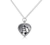 RLDOBOFE Black White Music Note Urn Necklace Heart Cremation Jewelry for Ashes Memorial Keepsake Jewelry with Funnel Filler Urn Locket for Women Men to Hold Ashes of Pet Loved Ones