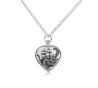 RLDOBOFE Black White Octopus And Ship Cremation Jewelry for Ashes Heart Urn Necklaces Personalized Memorial Necklace Dog Cat Keepsake Pendant Custom Small Locket Ash Holder for Women Men