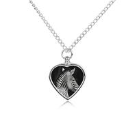 RLDOBOFE Black & White Zebra Cremation Jewelry for Ashes Heart Urn Necklaces Personalized Memorial Necklace Dog Cat Keepsake Pendant Custom Small Locket Ash Holder for Women Men