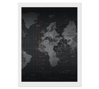 RLDOBOFE Black World Map Diamond Painting Kit for Adults Round 5d Diamond Art Kits for Beginners DIY Full Drill Diamonds Dots Painting Gem Arts Crafts Home Wall Decor Gift 12"x16"