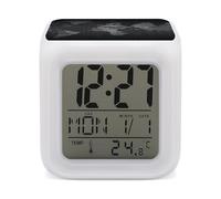 RLDOBOFE Black World Map Digital Alarm Clock with 7 Color Changing Wake Up Night Light with LED Temperature Date Display Battery Operated Gifts Room Decor for Home Bedroom