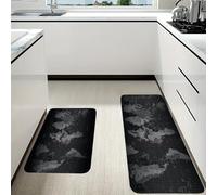 RLDOBOFE Black World Map Kitchen Mats Set of 2 Cushioned Anti-Fatigue Non-Slip Kitchen Runner Rugs Comfort Foam Standing Mat Absorbent Floor Rug for Office Sink Home Laundry