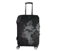 RLDOBOFE Black World Map Travel Luggage Cover Anti Scratch Suitcase Protector Washable Elastic Baggage Cover, white, Small, Stylish