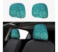 RLDOBOFE Blue Aqua Pool Water Car Headrest Cover 2 PCS, Funny Auto Front Seat Head Rest Protector, Universal Car Headrest Protector Elastic, Personalized Seat Cover Headrest Trim for Most Cars