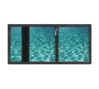 RLDOBOFE Blue Aqua Pool Water Trifold Wallet Minimalist Mens Wallet with Key Hook 8 Card Slots Modern Stylish Polyester Security Wallets Fashion Slim Credit Card Holder Id Window