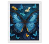 RLDOBOFE Blue Butterfly Pattern Diamond Painting Kit for Adults Round 5d Diamond Art Kits for Beginners DIY Full Drill Diamonds Dots Painting Gem Arts Crafts Home Wall Decor Gift 16"x20"