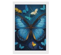 RLDOBOFE Blue Butterfly Pattern Diamond Painting Kit for Adults Round 5d Diamond Art Kits for Beginners DIY Full Drill Diamonds Dots Painting Gem Arts Crafts Home Wall Decor Gift 8"x12"