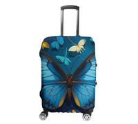 RLDOBOFE Blue Butterfly Pattern Travel Luggage Cover Anti Scratch Suitcase Protector Washable Elastic Baggage Cover, white, Small, Stylish