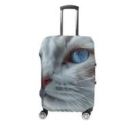RLDOBOFE Blue Eyes Cat Travel Luggage Cover Anti Scratch Suitcase Protector Washable Elastic Baggage Cover, white, M, Stylish